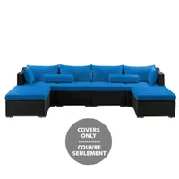 Patio Flare Sarah Sofa Cushion Cover Set - Set of 10 - Blue (Cover Only)