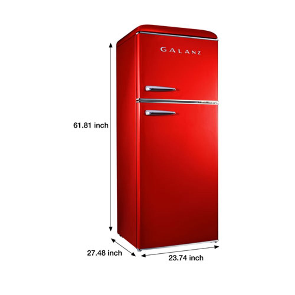 Galanz Retro 24" 10 Cu. Ft. Freestanding Top Freezer Refrigerator (GLR10TRDEFR) - Hot Rod Red