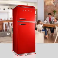 Galanz Retro 24" 10 Cu. Ft. Freestanding Top Freezer Refrigerator (GLR10TRDEFR) - Hot Rod Red