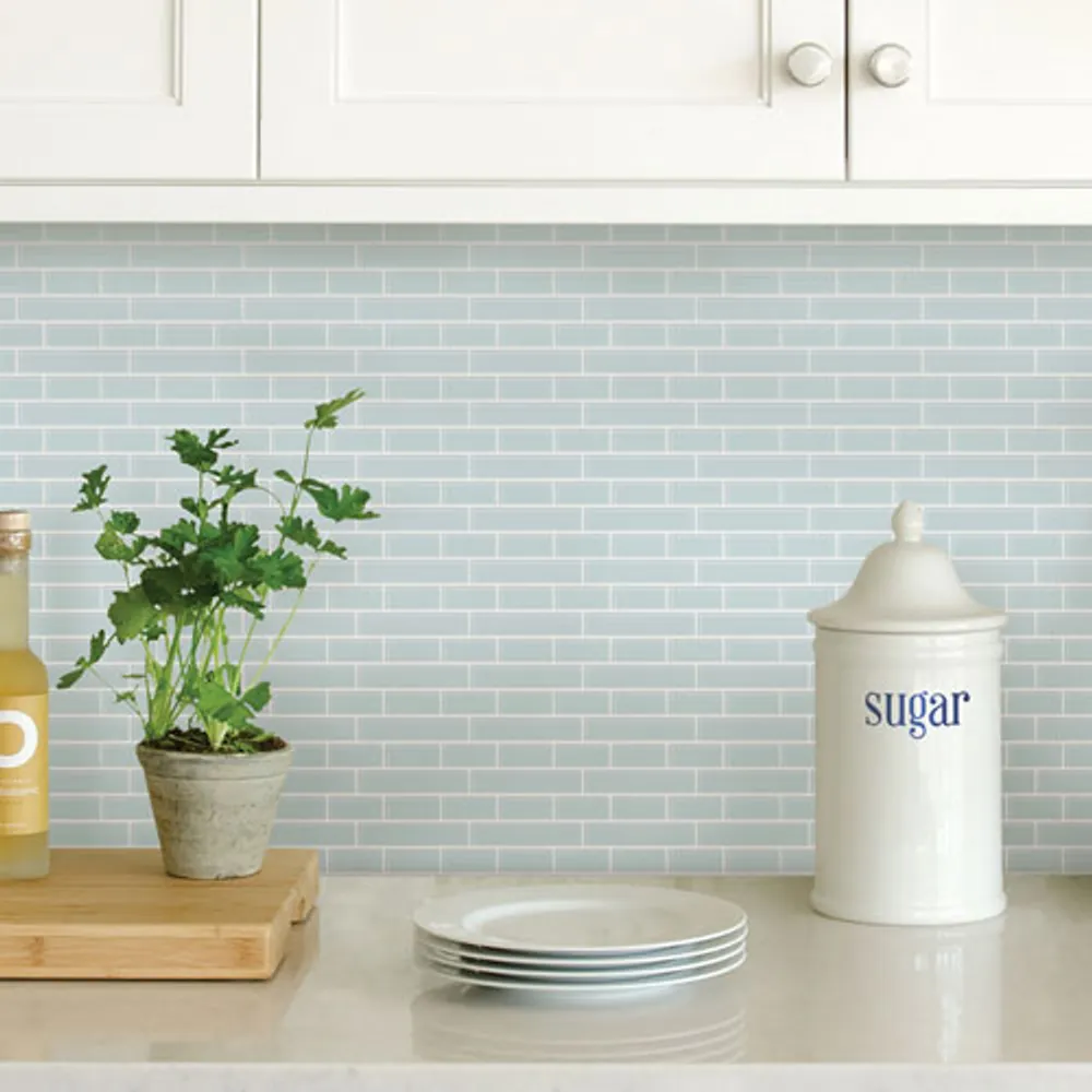 InHome Sea Glass Peel & Stick Backsplash Tiles - Blue