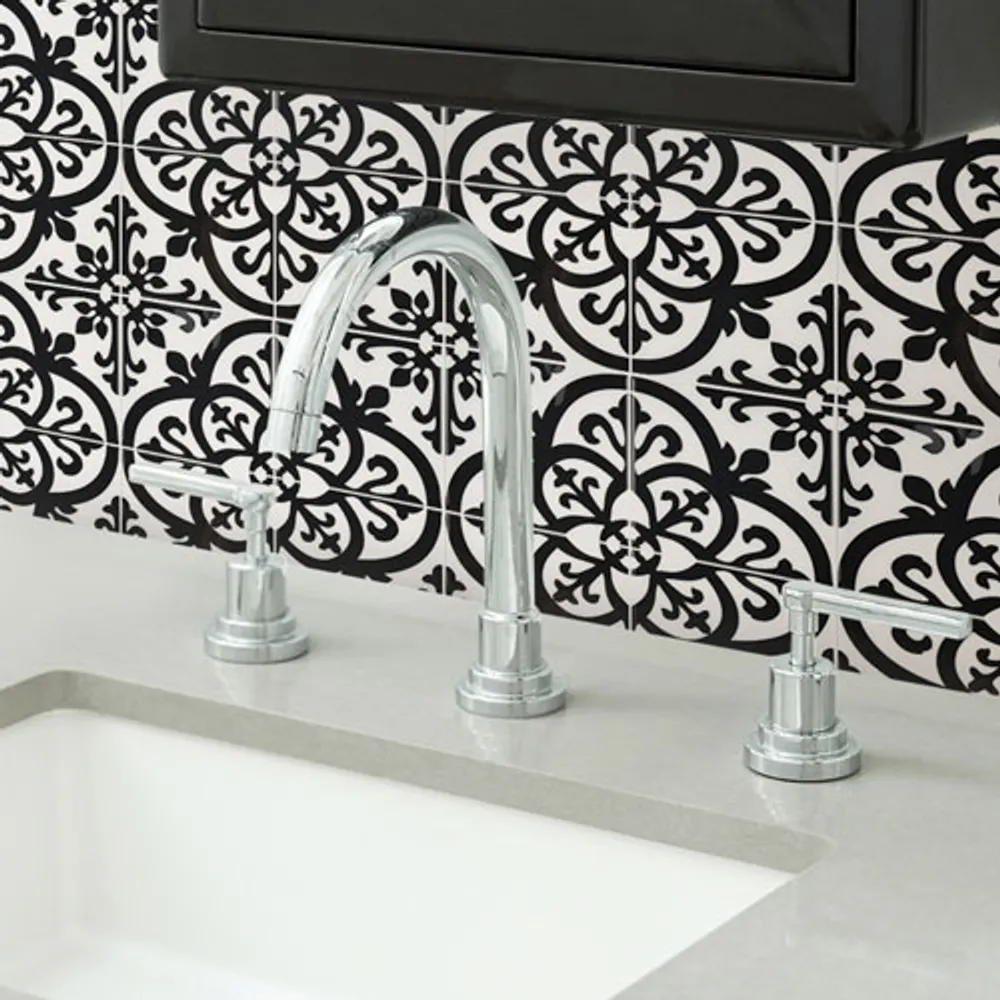 InHome Avignon Peel & Stick Backsplash Tiles - Black/White