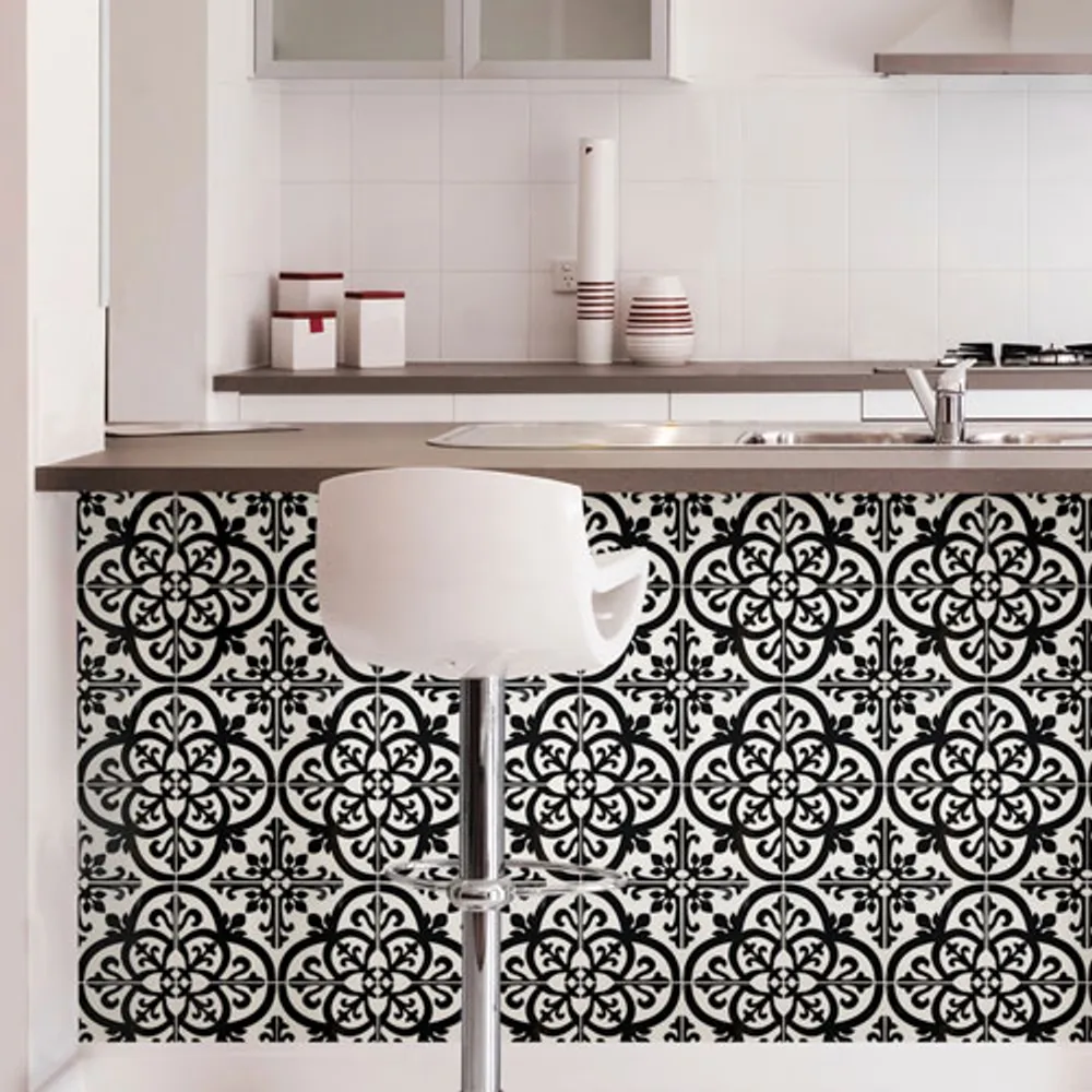 InHome Avignon Peel & Stick Backsplash Tiles - Black/White