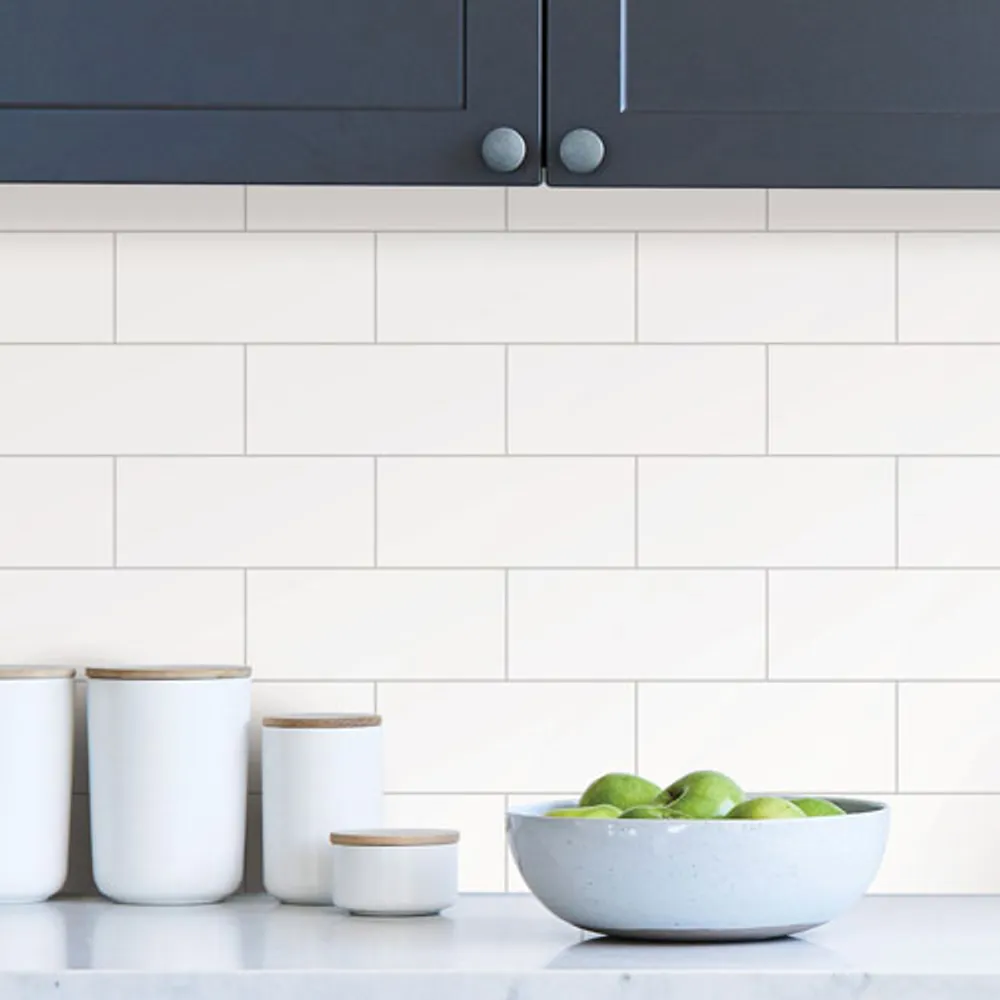 InHome Metro Tile Peel & Stick Backsplash - White