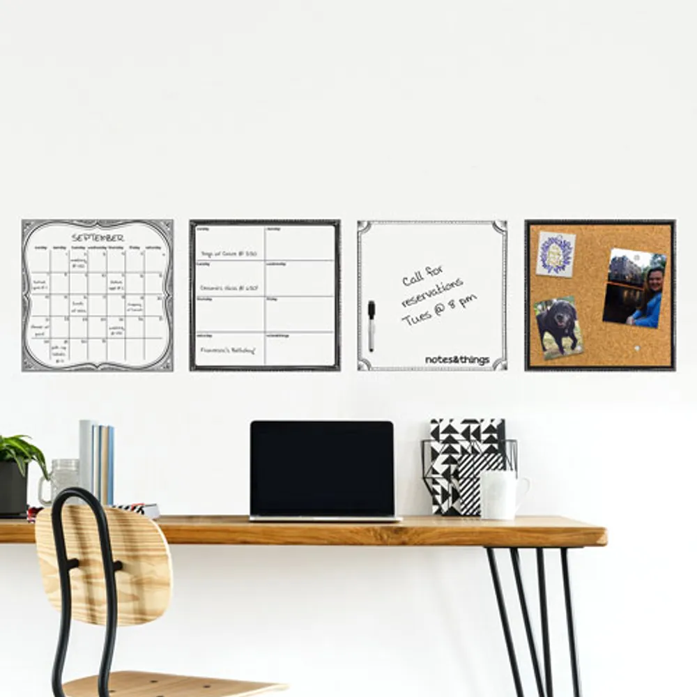 WallPops 4-Piece Wall Organizer Kit - Black/White