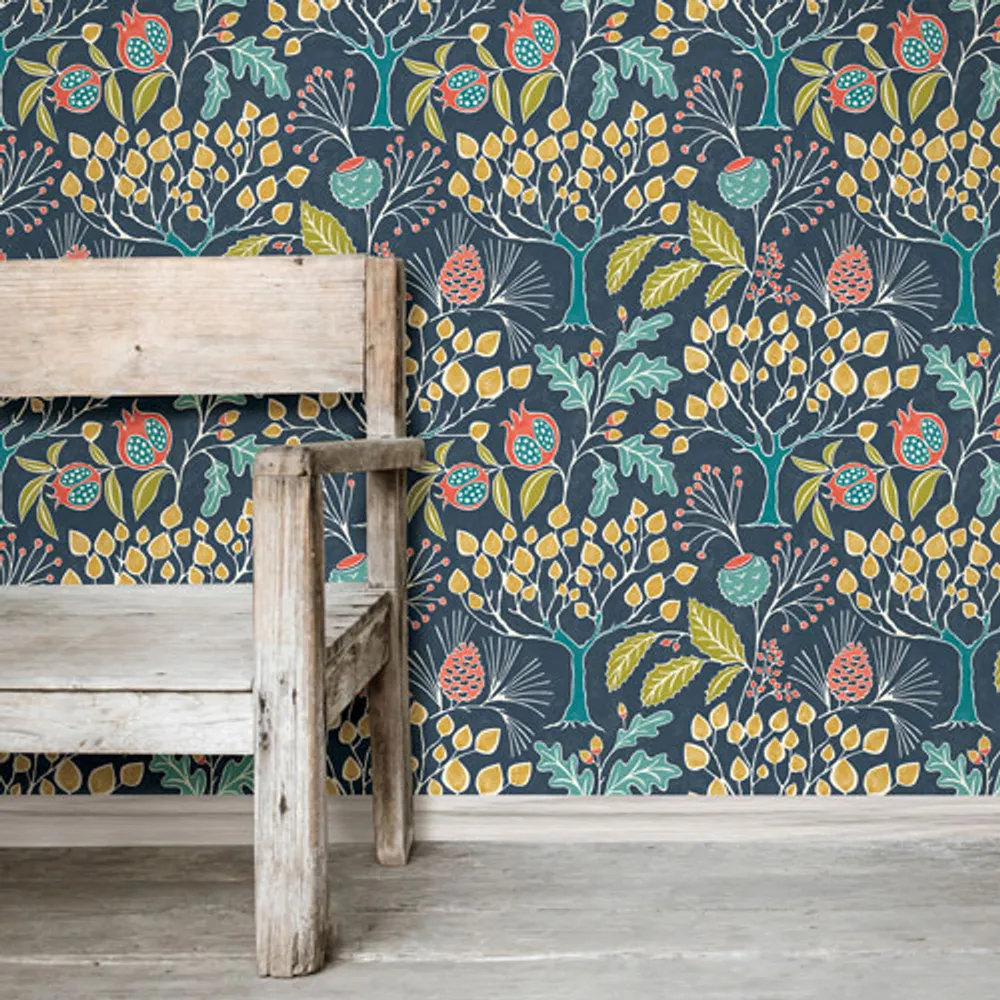 NuWallpaper Groovy Garden Navy Peel & Stick Wallpaper