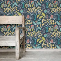 NuWallpaper Groovy Garden Navy Peel & Stick Wallpaper