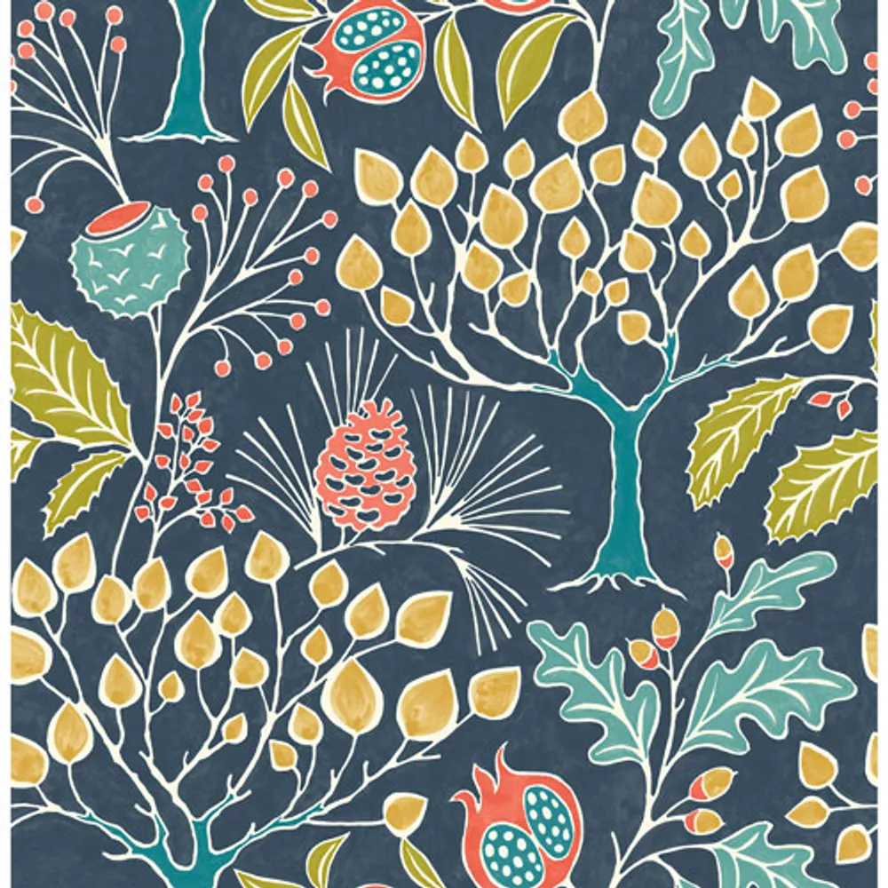 NuWallpaper Groovy Garden Navy Peel & Stick Wallpaper