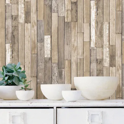 InHome Weathered Plank Barn Peel & Stick Wallpaper - Brown