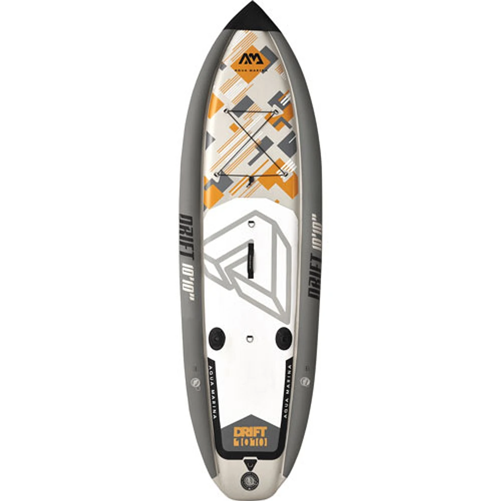 Aqua Marina Drift 10 ft. 10 in. Inflatable Stand-Up Paddleboard w/ Fishing Rod Holders - Grey/White