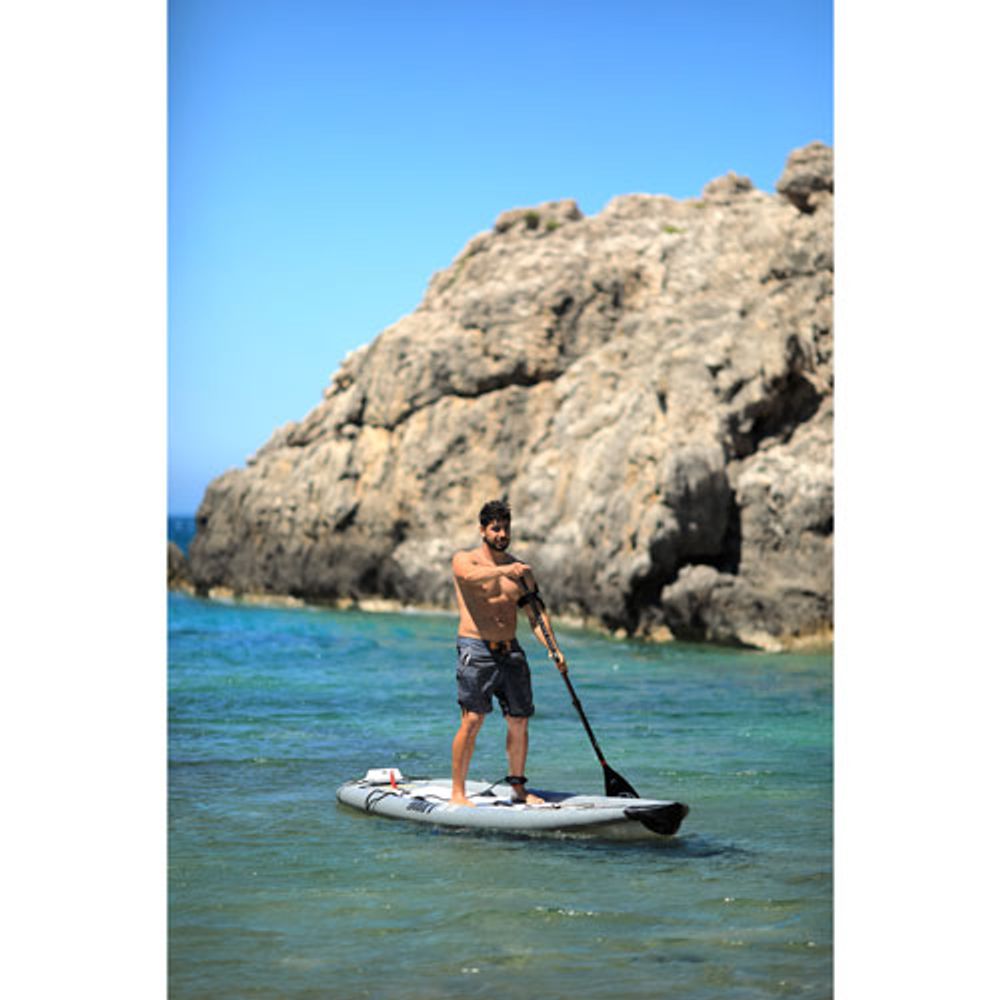 Aqua Marina Drift 10 ft. 10 in. Inflatable Stand-Up Paddleboard w/ Fishing Rod Holders - Grey/White