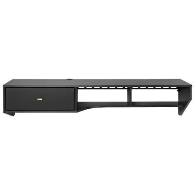 Modern 58"W Floating Desk with Drawer - Black