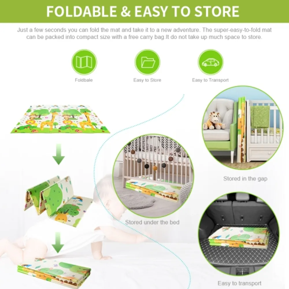 Double Sided Pattern Foldable Baby Playmat, 77 x 68 EVA Foam Mat