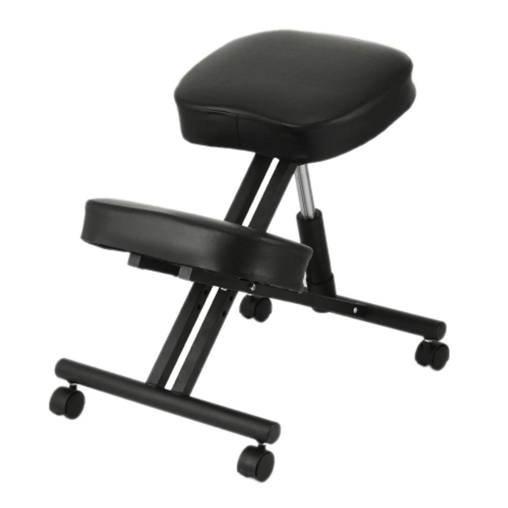 MOUSTACHE Black Ergonomic Kneeling Chair, Double Thick Padded Foam