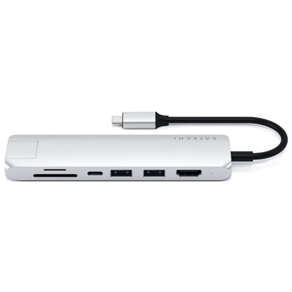 Satechi Slim 7-Port USB-C Multi-Port Adapter with 4K HDMI & Ethernet (ST-UCSMA3S) - Silver