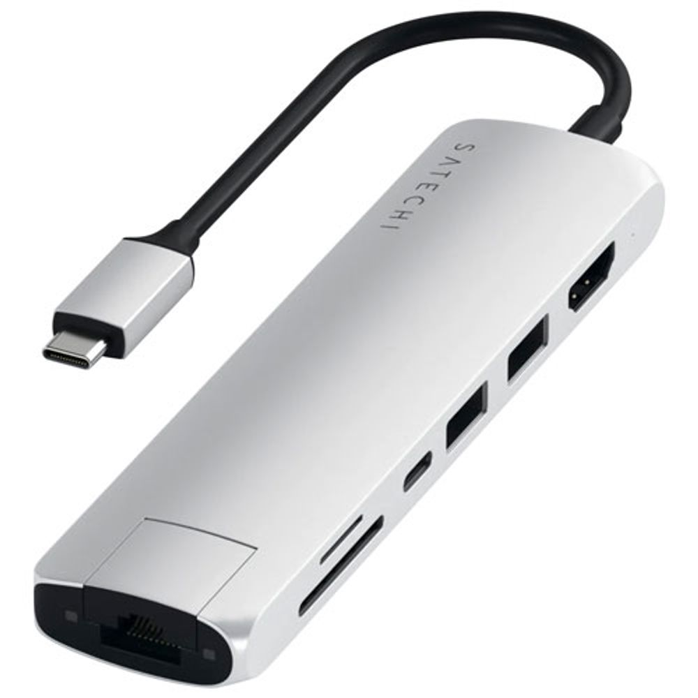 Satechi Slim 7-Port USB-C Multi-Port Adapter with 4K HDMI & Ethernet (ST-UCSMA3S) - Silver