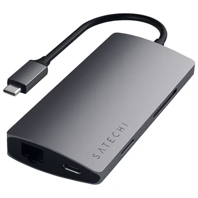 Adaptateur USB-C à 8 ports V2 de Satechi avec HDMI 4K et Ethernet (ST-TCMA2M) - Gris cosmique