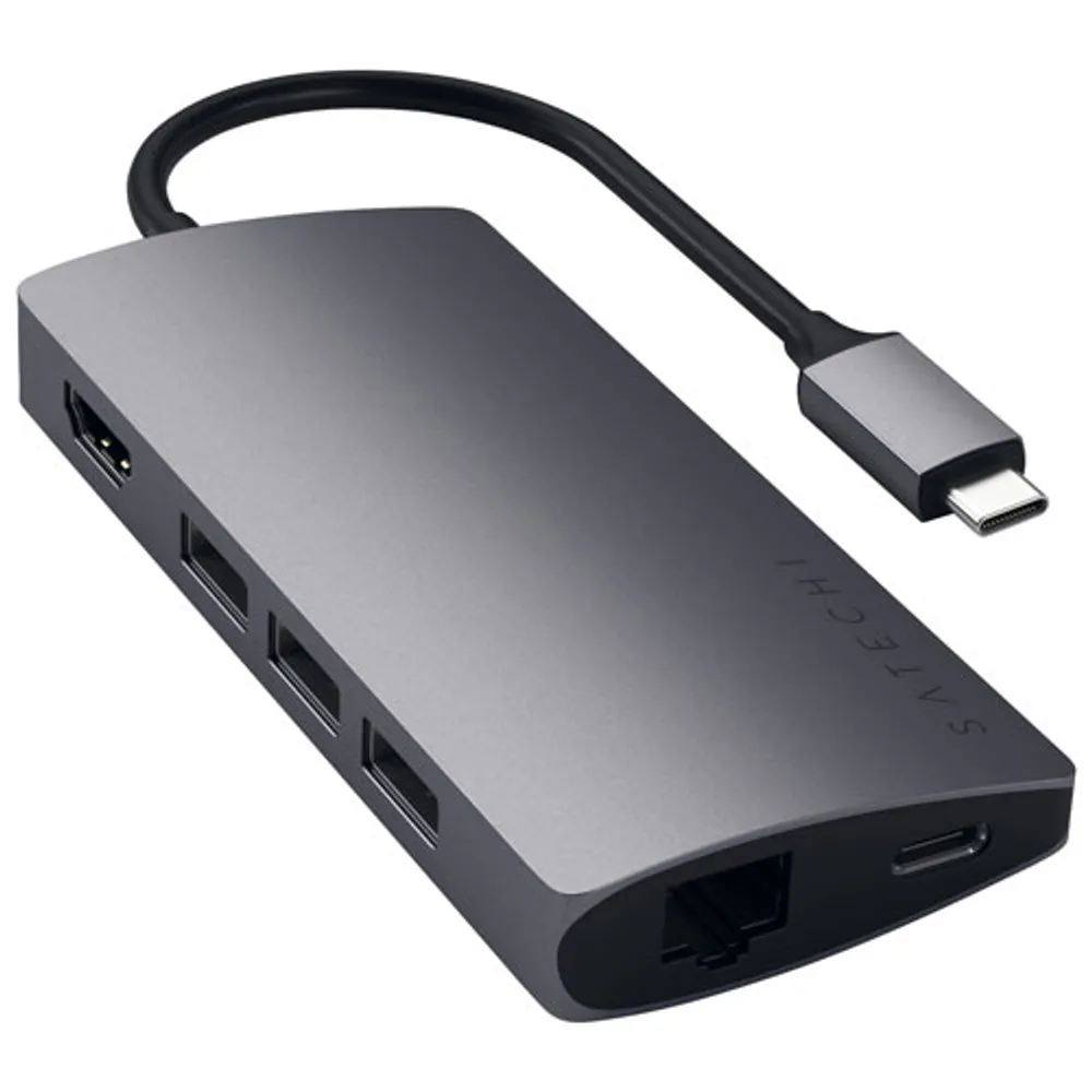 Satechi V2 8-Port USB-C Multi-Port Adapter with 4K HDMI & Ethernet (ST-TCMA2M) - Space Grey