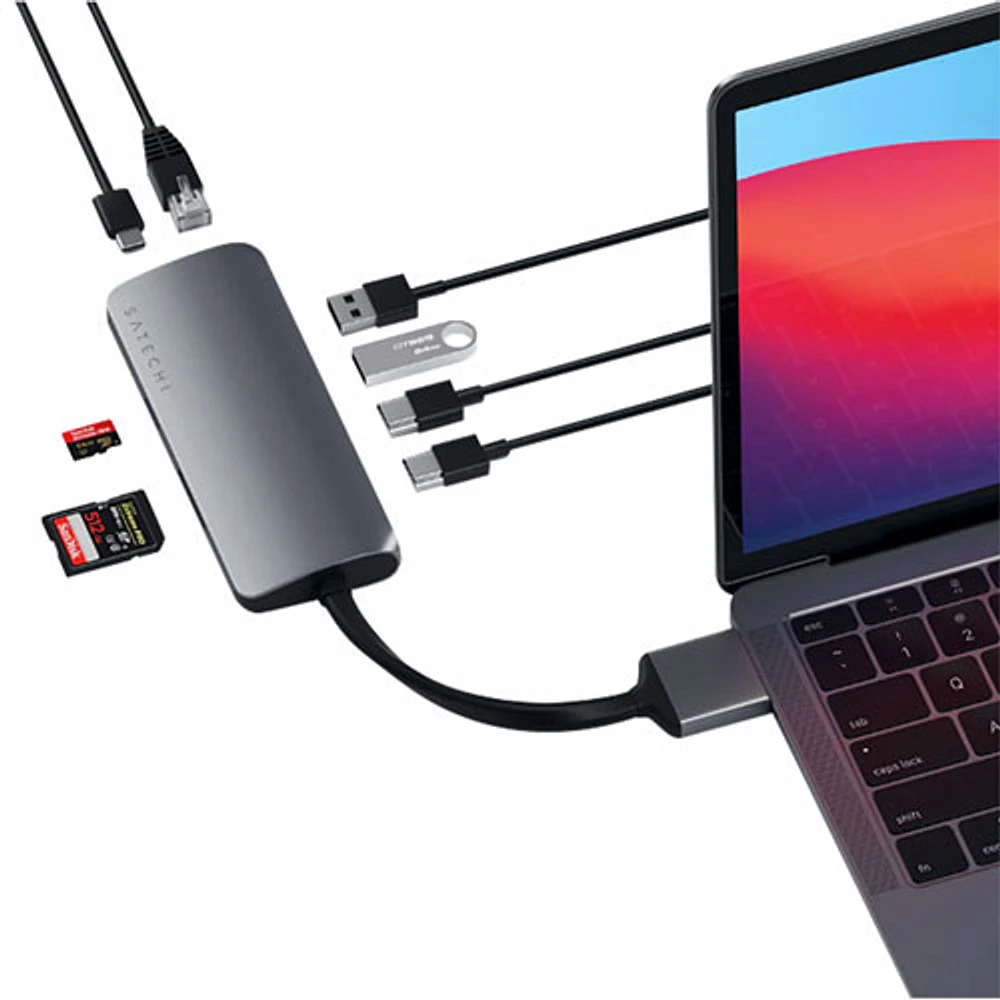 Adaptateur USB-C multimédia double à 6 ports de Satechi (ST-TCDMMAM) - Gris cosmique