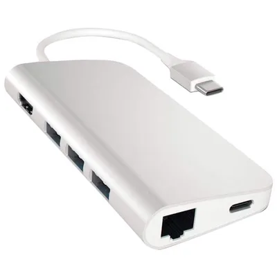 Adaptateur USB-C à 8 ports de Satechi avec HDMI 4K et Ethernet (ST-TCMAS) - Argenté