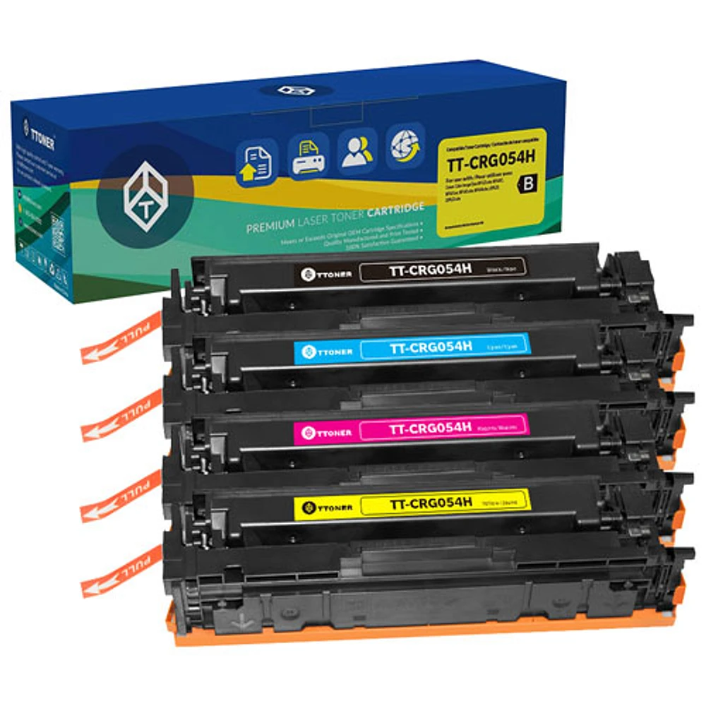 TToner Black/Colour Toner Cartridge Compatible with Canon (TT-CRG054H) - 4 Pack