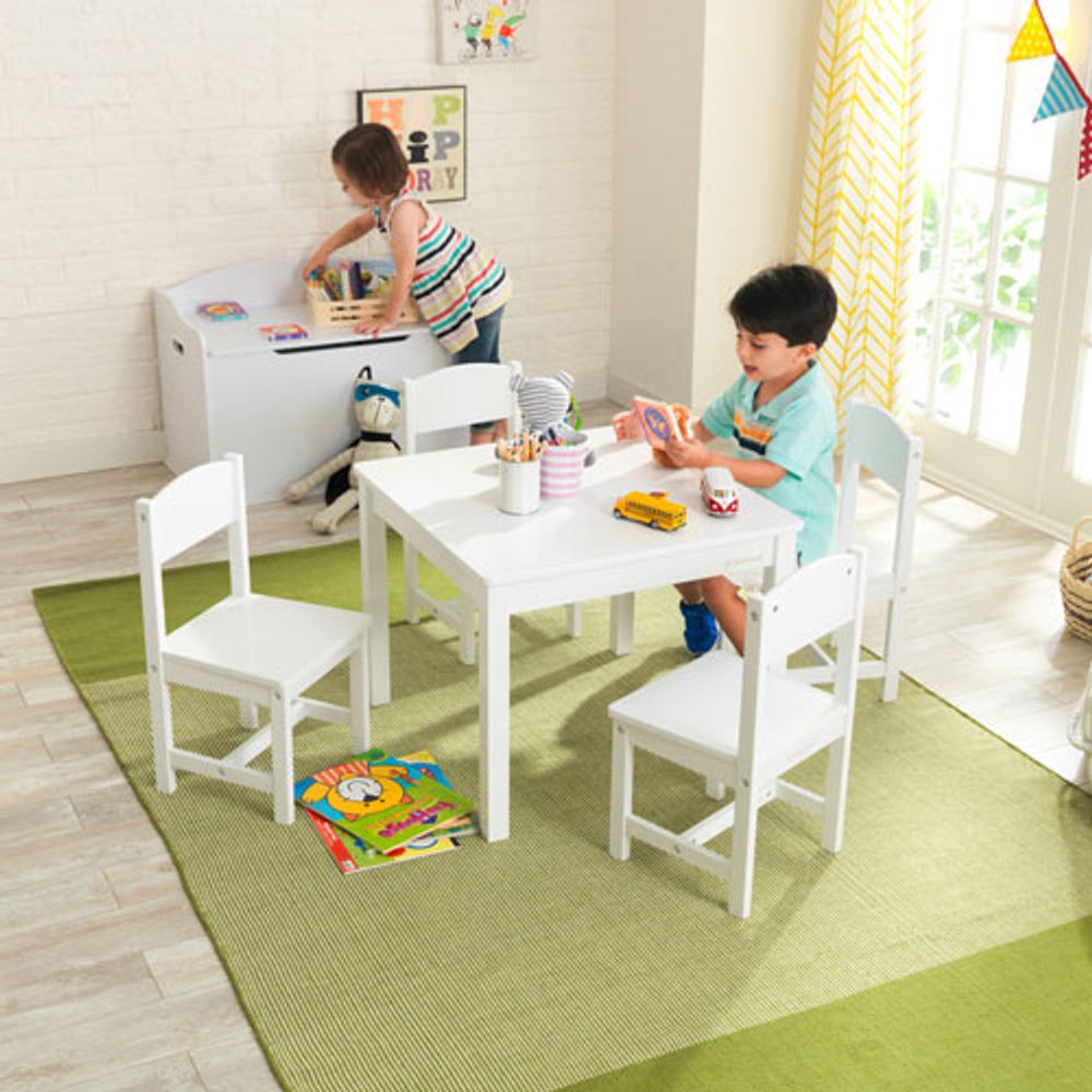 KidKraft Farmhouse 5-Piece Table & Chair Set - White