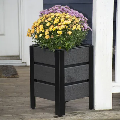 Grapevine Square Faux Wood Planter Grey - 2 Pack