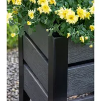 Grapevine Square Faux Wood Planter Grey - 2 Pack