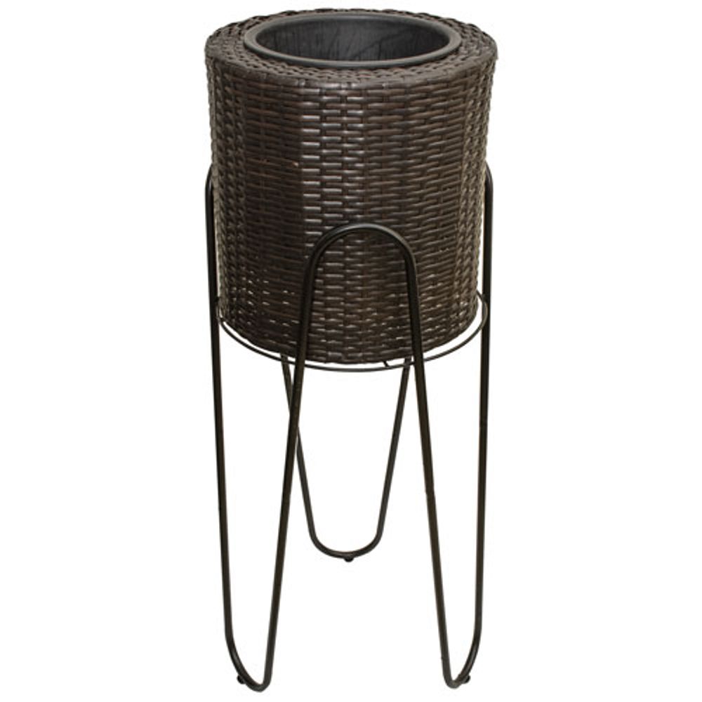 Grapevine Tall Round Wicker Planter - Brown