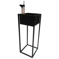 Grapevine Square Metal Self-Watering Floor Planter - Black