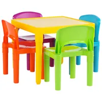 Humble Crew Plastic 5-Piece Kids Table & Chair Set - Vivid