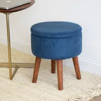 Humble Crew Sloan Round Storage Footrest Ottoman - Navy