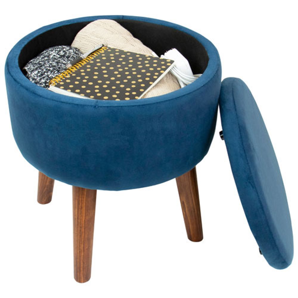 Humble Crew Sloan Round Storage Footrest Ottoman - Navy