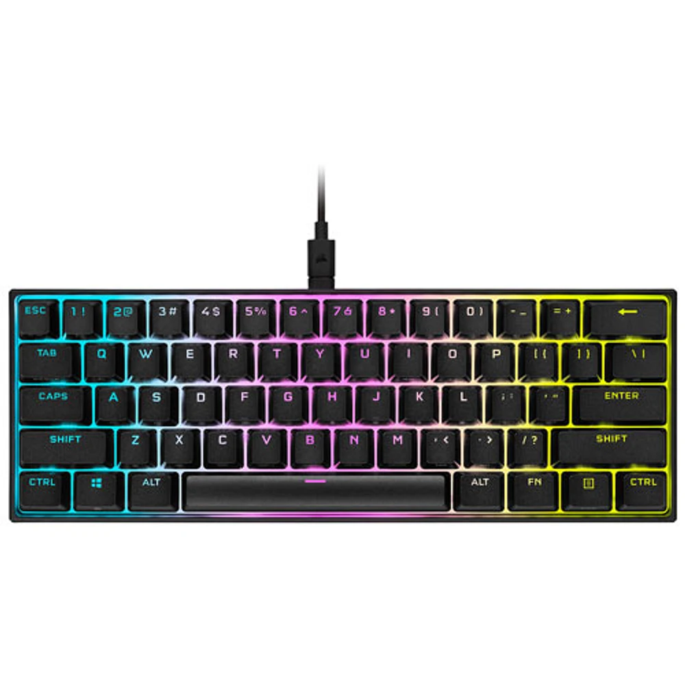 Corsair K65 Mini Backlit Mechanical Cherry MX Speed RGB Silver Gaming Keyboard - Black