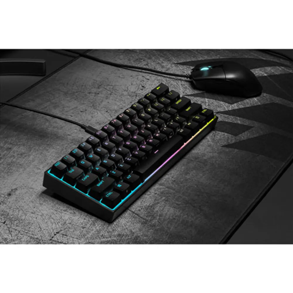 Corsair K65 Mini Backlit Mechanical Cherry MX Speed RGB Silver Gaming Keyboard - Black