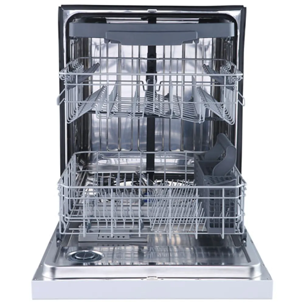 GE 24" 48dB Built-In Dishwasher with Stainless Steel Tub & Third Rack (GBF655SGPWW) - White