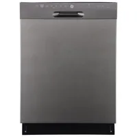 Lave-vaisselle encastrable 24 po 48 dB à cuve inox et 3e panier de GE (GBF655SMPES) - Ardoise