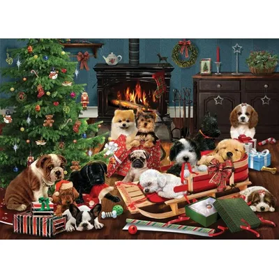 Cobble Hill - 500 Piece Puzzle (CHRISTMAS PUPPIES)