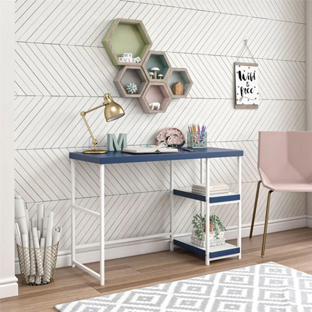 Bureau pour enfants avec 2 tablettes réversibles Sofia - Bleu marine/Gris