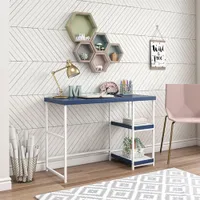 Sofia Kids Desk with 2-Reversible Shelves - Navy/Grey