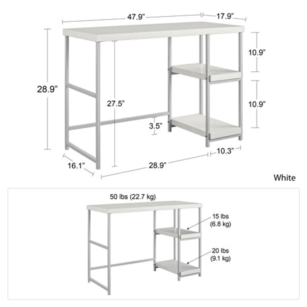 Sofia Kids Desk with 2-Reversible Shelves