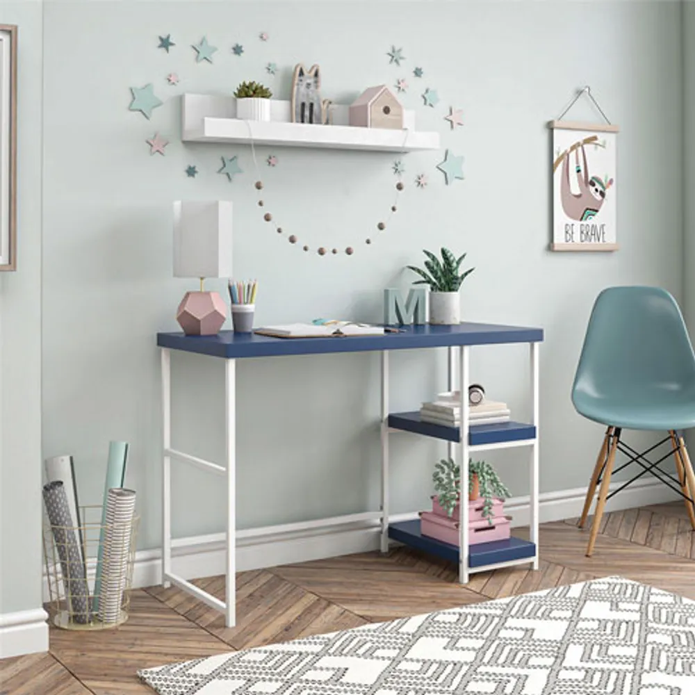 Sofia Kids Desk with 2-Reversible Shelves - Navy/Grey