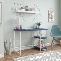 Bureau pour enfants avec 2 tablettes réversibles Sofia - Bleu marine/Gris