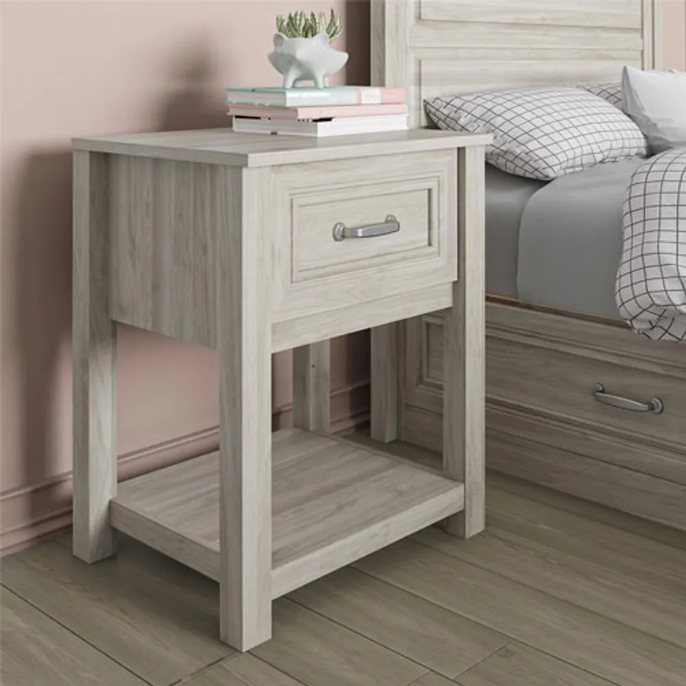 Monarch Sierra Ridge Transitional 1-Drawer Kids Nightstand - Light Walnut