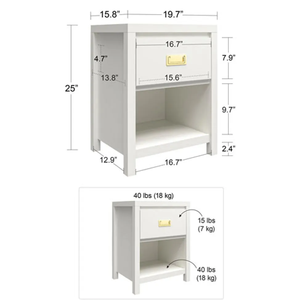 Monarch Hill Haven Transitional 1-Drawer Kids Nightstand