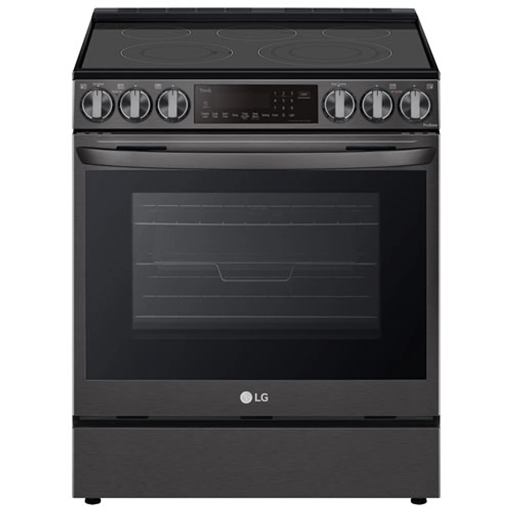 LG 30" 6.3 Cu. Ft. True Convection 5-Element Slide-In Electric Air Fry Range (LSEL6335D) - Black Stainless Steel