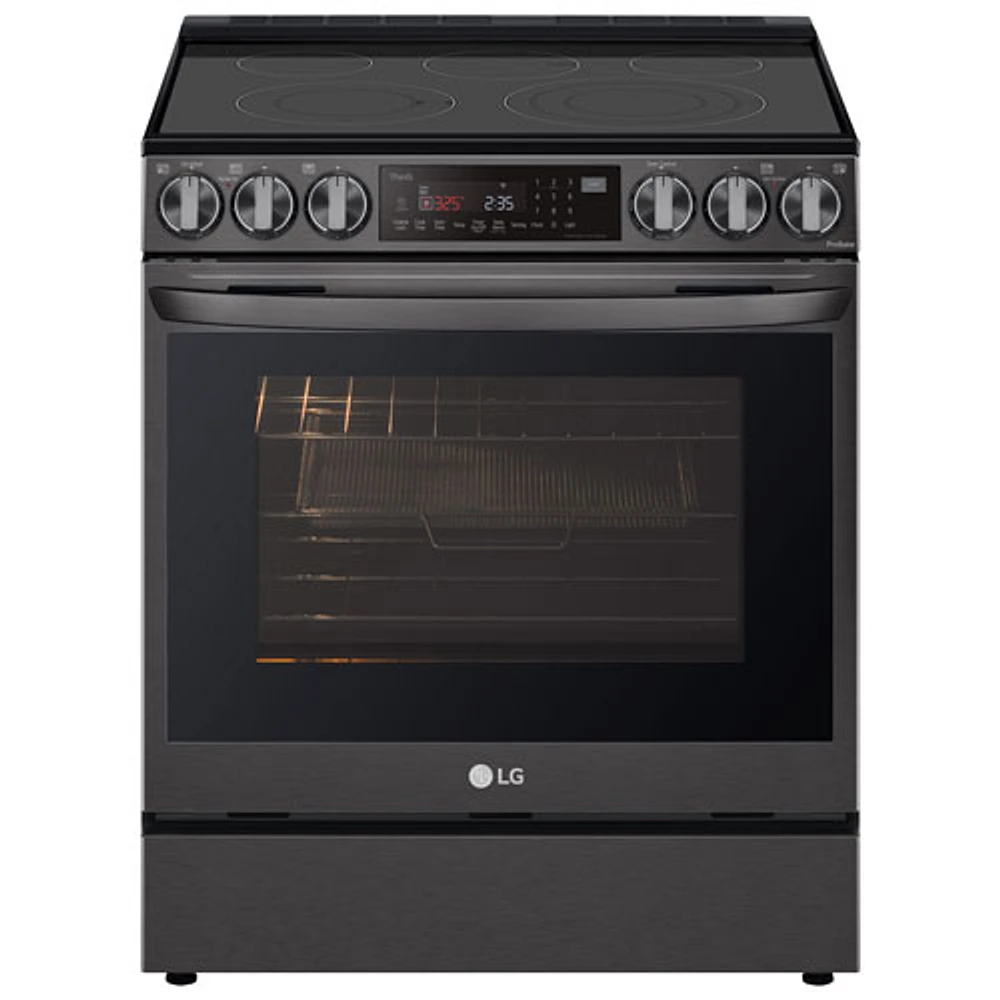 LG 30" 6.3 Cu. Ft. True Convection 5-Element Slide-In Electric Air Fry Range (LSEL6335D) - Black Stainless Steel