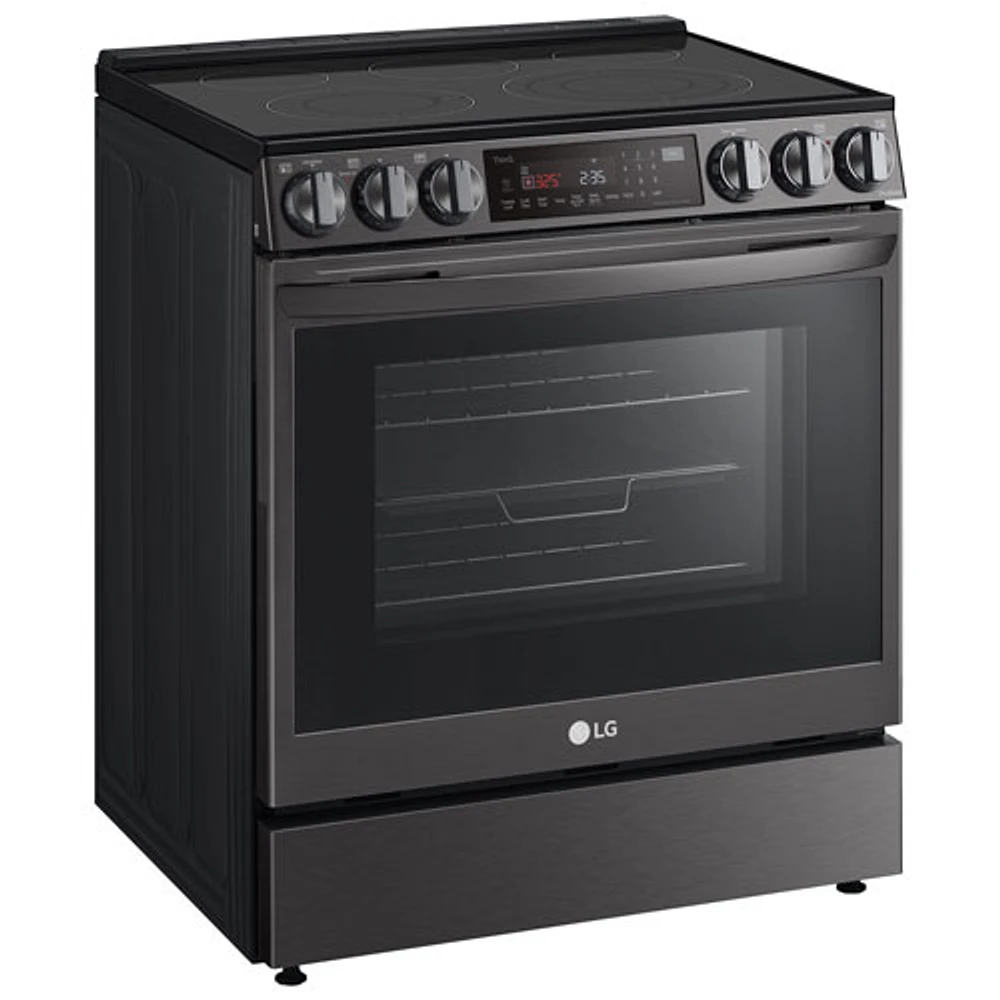 LG 30" 6.3 Cu. Ft. True Convection 5-Element Slide-In Electric Air Fry Range (LSEL6335D) - Black Stainless Steel