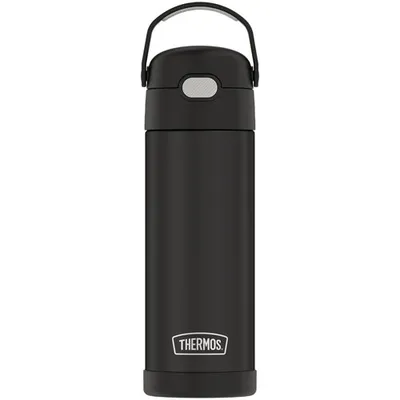 Thermos FUNtainer 350ml (12 oz.) Stainless Steel Water Bottle with Pop-up Straw - Black