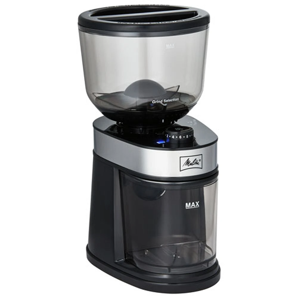 Melitta Whole Bean Flat Burr Coffee Grinder - Black/Stainless Steel