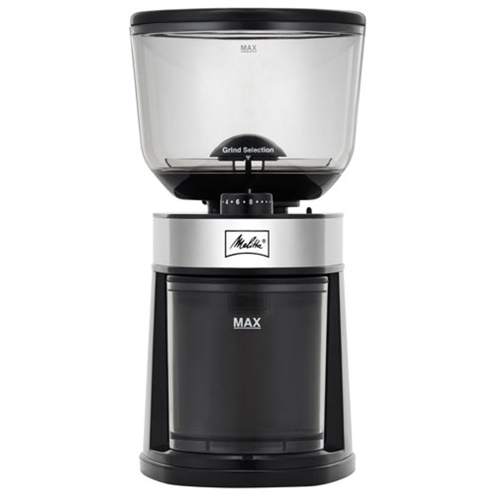 Melitta Whole Bean Flat Burr Coffee Grinder - Black/Stainless Steel